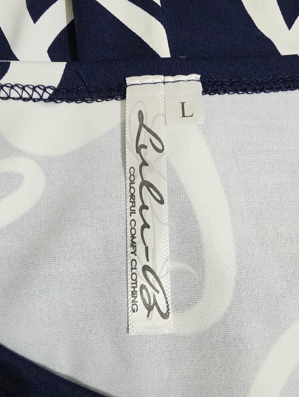 Lulu B Dress Womens Large SPF 50 Navy White Coastal Grandma 3/4 Sleeve Stretch - Picture 10 of 12